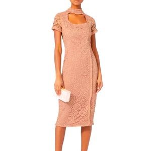 ALEXIS Lace Pattern Midi Length Party Coctel Dress Size XS Rose Women's Style